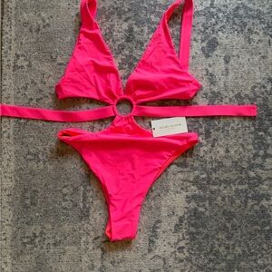 Ramy Brook Neon Pink Ring Cutout One-Piece Swimsuit